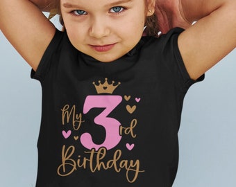 Chemise 3e anniversaire fille - motif coeur - tenue troisième anniversaire pour fille