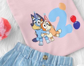 Bluey Birthday Shirt - Age 1-9  Family Matching  Bingo Baby Onesies