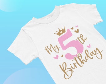 Chemise pour tout-petit cinquième anniversaire - T-shirt naturel pour la célébration du 5e anniversaire