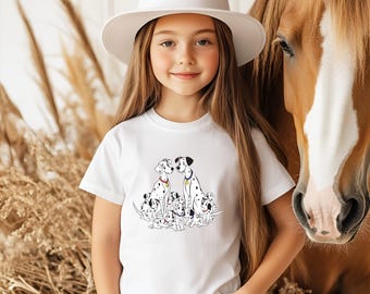 Kids Dalmatian Group T-Shirt for Boys and Girls | Cute Family Puppy Graphic Tee