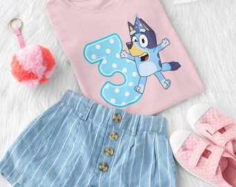 Chemise d'anniversaire assortie pour la famille Bluey - Combinaison pour tout-petits 1-9 ans - Bluey Bingo Design