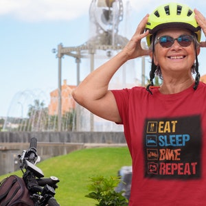 Personalized Bike T-Shirt  Custom Eat Sleep Repeat Tee  Cycling Gift