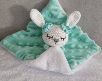 Bunny comforter, personalized comforter, girl's comforter, bola comforter, baby gift, mint green