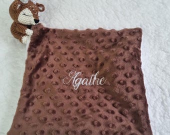 Hertenknuffel, gepersonaliseerde deken, platte deken, bola deken, geboortecadeau