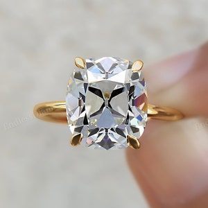 Old Mine Cushion Cut Moissanite Diamond Ring Antique - Etsy