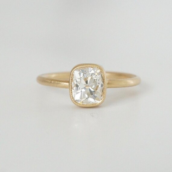 Old Mine Cushion Cut Diamond Ring Antique Art Deco Solitaire Etsy