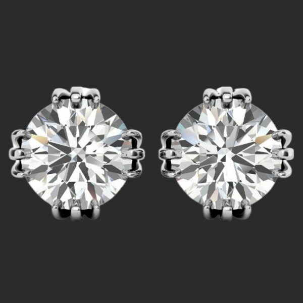 Three Claw Prongs Martini Screwback Solitaire Stud Earrings Round Moissanite Stud Earrings Screw-Backs Art Deco Studs Bridesmaid Bridal Gift