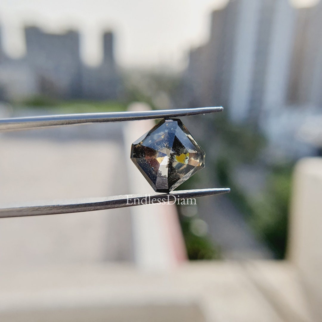 Loose Salt and Pepper Diamond for Engagement Ring 3.05CT Asscher Cut