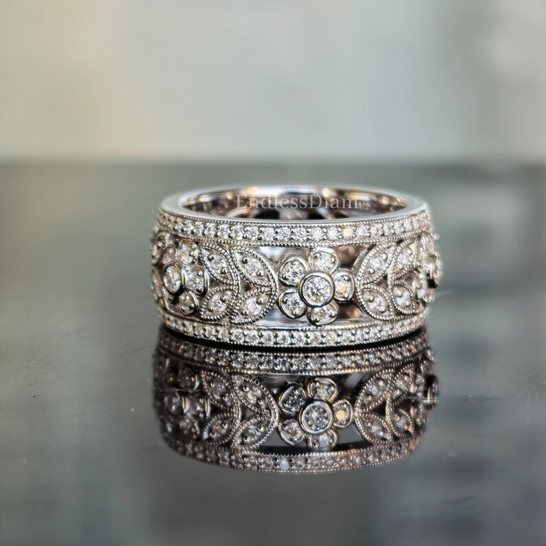 Vintage Wide Wedding Bands Women Handmade Wedding Band - Etsy