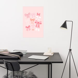 Pastel Bows Wall Art Print, Grand Millennial Poster, Girly Ballet Core Nursery Design, Vintage Coquette Room Decor