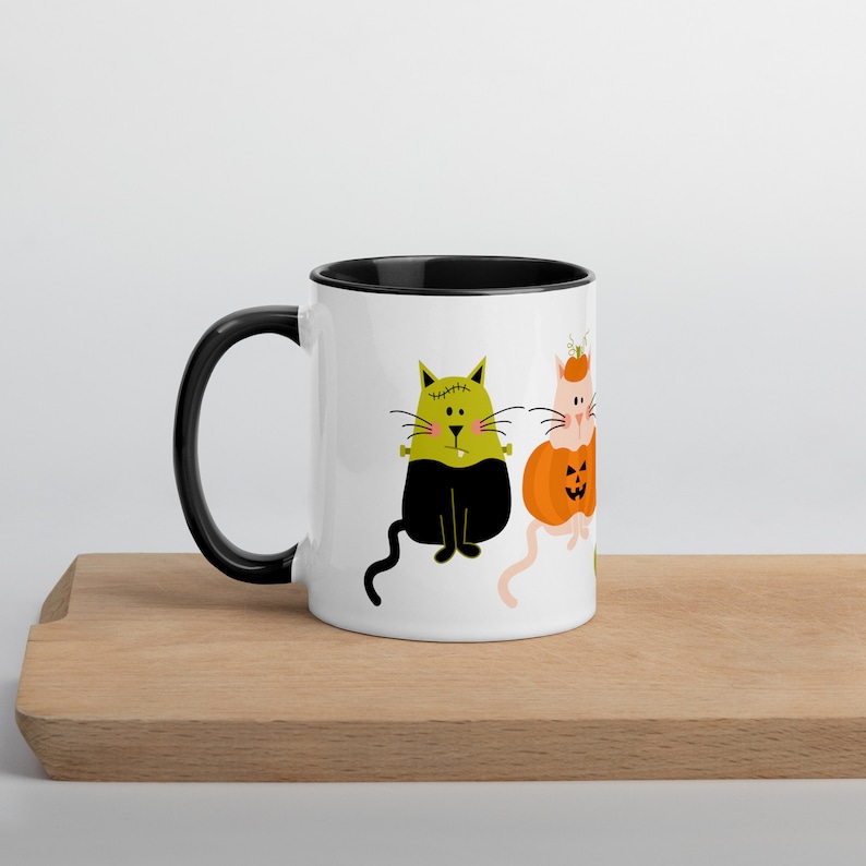 Halloween Cat Mug, Funny Spooky Cat Coffee Cup, Cute Kitty Cat Lover Costume Mug, Gift for Cat Mom