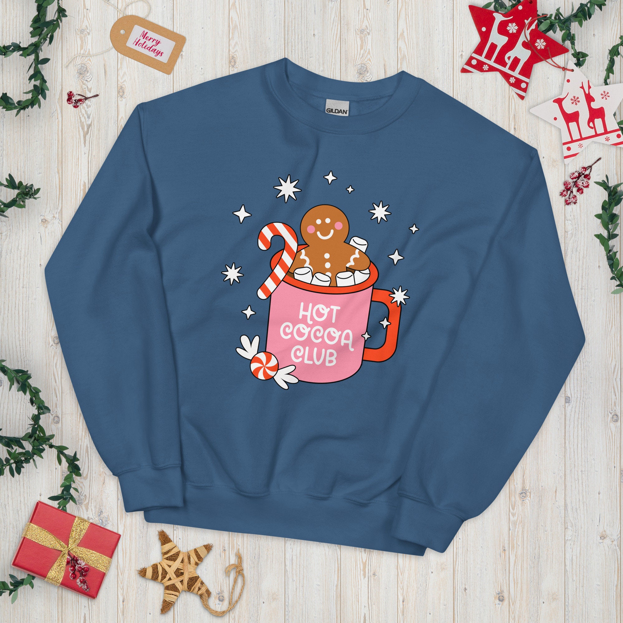 Hot Cocoa Club Christmas Sweatshirt: Retro Holiday Sweater - Etsy