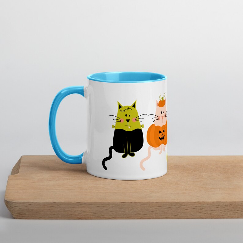 Halloween Cat Mug, Funny Spooky Cat Coffee Cup, Cute Kitty Cat Lover Costume Mug, Gift for Cat Mom