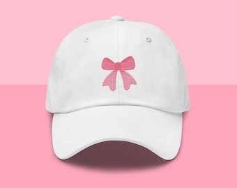 Pink Bow Embroidered Baseball Cap: Coquettecore Dad Hat