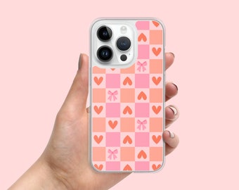 Funda para iPhone con corazones y lazos rosas: Diseño femenino y coqueto