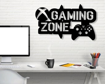 ゲーミングゾーンデジタルベクターダウンロードレーザーCNCカットSVG DXF PDF EPS AI CDRファイルウォールステッカー彫刻デカールシルエットテンプレートルーター