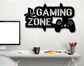 ゲーミングゾーンデジタルベクターダウンロードレーザーCNCカットSVG DXF PDF EPS AI CDRファイルウォールステッカー彫刻デカールシルエットテンプレートルーター