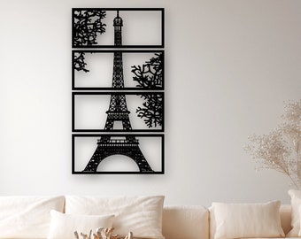 Tour Eiffel Digital Vector Télécharger Laser Cnc Cut svg dxf pdf fichiers cdr Patriotic wall sticker gravure decal silhouette modèle routeur