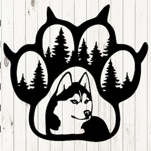 Pata de perro Vector digital Descargar Láser Cnc Corte svg dxf pdf cdr archivos pegatina de pared grabado calcomanía silueta plantilla router