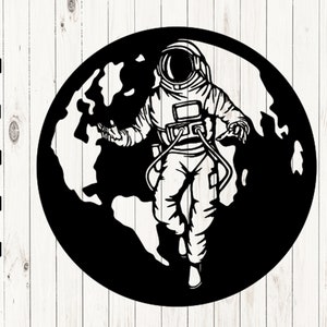 Astronauta, astronauta Digital Vector Download Laser Cnc Cut svg dxf pdf eps cdr arquivos adesivo de parede gravura decalque silhueta modelo roteador