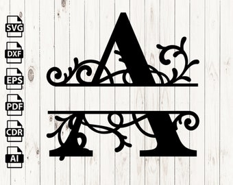 文字 A-Z モノグラム デジタル ベクトル ダウンロード レーザー CNC カット svg dxf pdf eps cdr ファイル 壁ステッカー 彫刻 デカール シルエット テンプレート ルーター