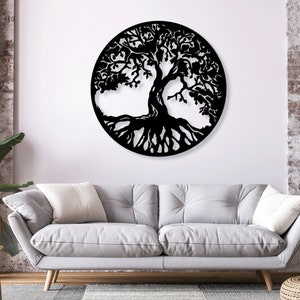 Árbol de la vida Digital Vector Descargar Láser Cnc Corte svg dxf pdf eps ai cdr archivos pegatina de pared grabado de calcomanía silueta plantilla router