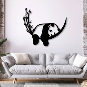 Panda Animals Digital Vector Download Laser Cnc Cut svg dxf pdf eps ai cdr arquivos adesivo de parede gravura decalque silhueta modelo roteador