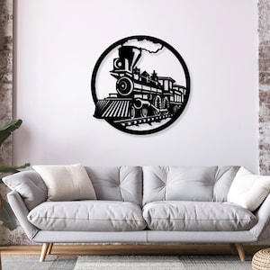 Retro Train Deer Digital Vector Download Laser Cnc Cut svg dxf pdf cdr arquivos adesivo de parede gravura decalque silhueta modelo roteador