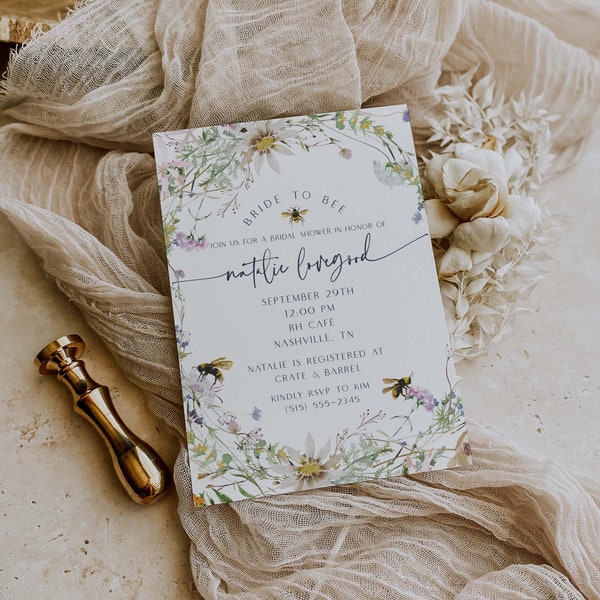 Bridal Shower Invite - Bride to Bee (Wildflowers)