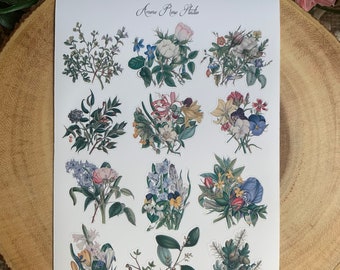 Fleurs vintage | Feuille d'autocollants