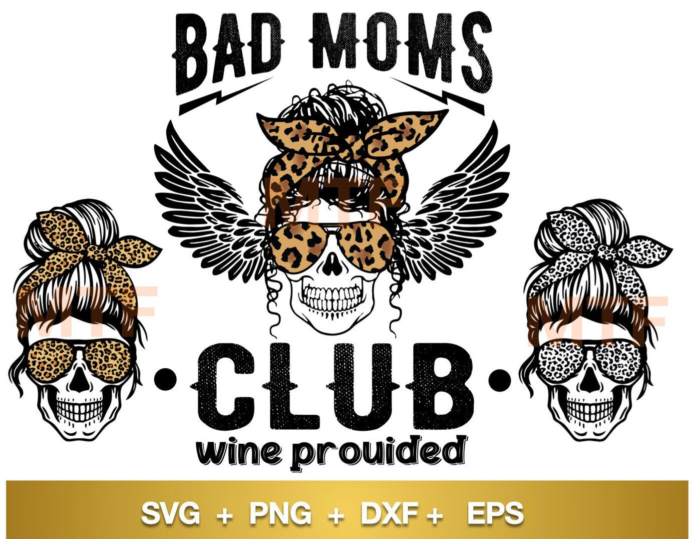 Bad Moms Club Svg 3 Diferentes Skul Mom Svg Skull Bun Png Etsy