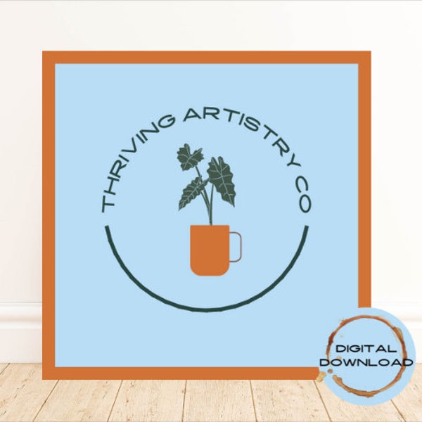 Thriving Artistry Logo, printable, digital design, digital download, alocasia, plant, affordable art, canva, procreate