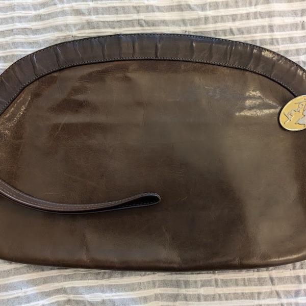 Vintage KORET Genuine Leather Taupe Clutch Bag