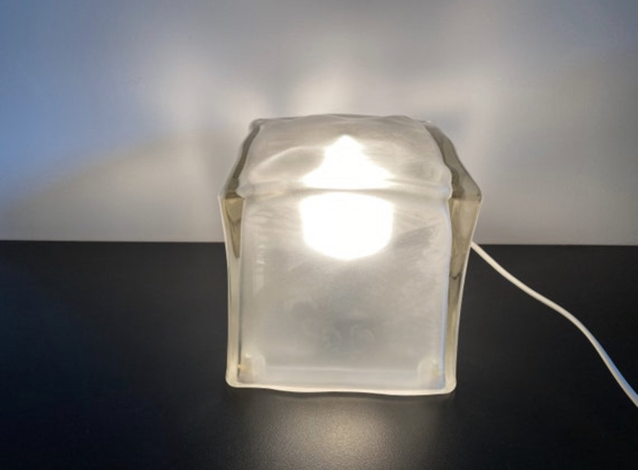 Lampe Gavik Blanc Ikea en Verre Vintage 1990 Cube de Glace Icecube Glaçon Appoint Bureau Salon Intér