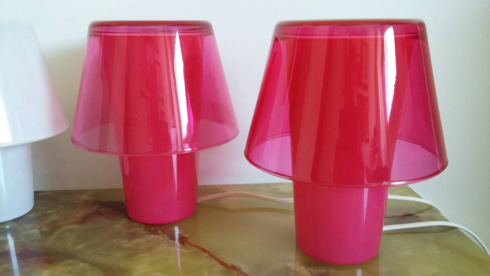 Lampe Gavik Champignon Verre Rose Ikea Vintage 1990 Design Collector Kitsch Rare Epuisée