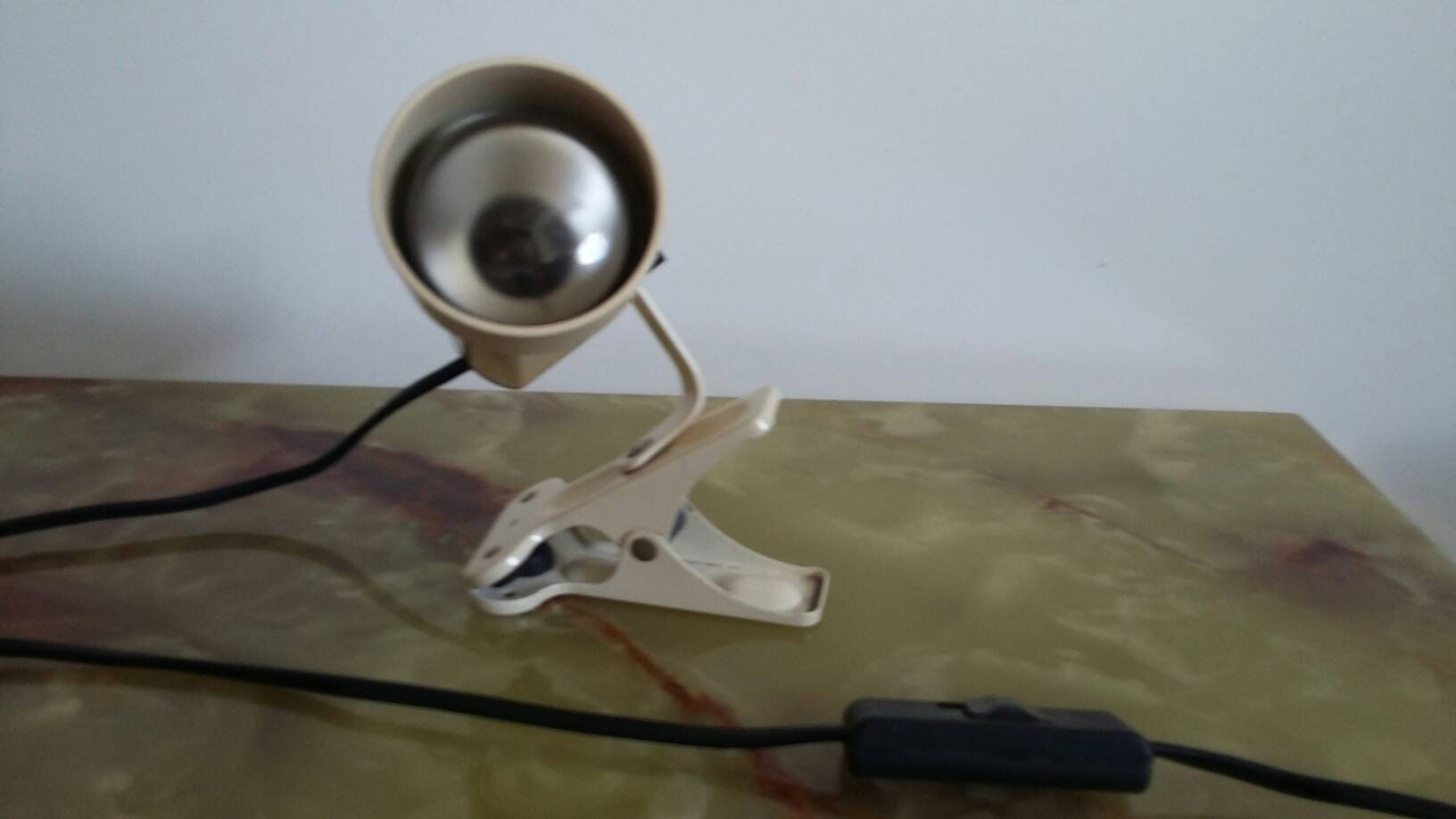 Lampe à Pince Vintage 1970 Beige Type Spot Métallique Métal Français Appoint Chevet