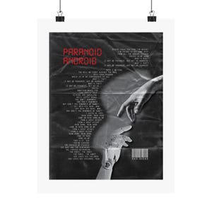 Radiohead Paranoid Android Poster Digital Download