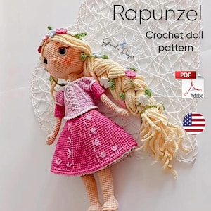Rapunzel Crochet Doll Pattern: Amigurumi Doll (English PDF)