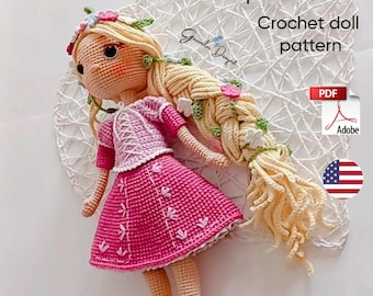 Rapunzel Crochet Doll Pattern: Amigurumi Doll (English PDF)