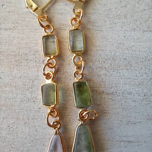 Earrings made of natural green tourmaline stones. Earrings for women. image 4