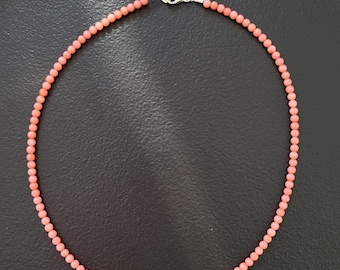 Pink bamboo coral necklace. Necklace for girls, a gift for her. Minimalist beads. Delicate, thin necklace.