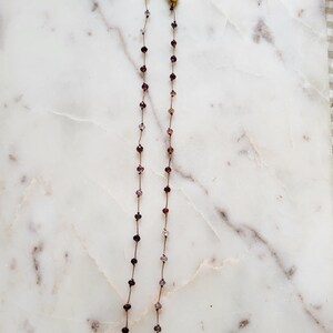 Necklace of natural pink multi-spinel stones knotted on a pink silk thread. Delicate minimalist fine necklace for women. image 5