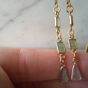 Earrings made of natural green tourmaline stones. Earrings for women. image 2
