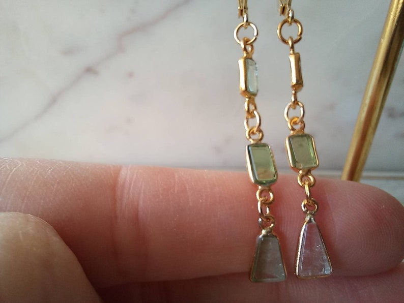 Earrings made of natural green tourmaline stones. Earrings for women. image 2