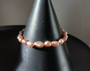 Pink cultured pearl bracelet, gift for women