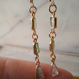 Earrings made of natural green tourmaline stones. Earrings for women. image 3