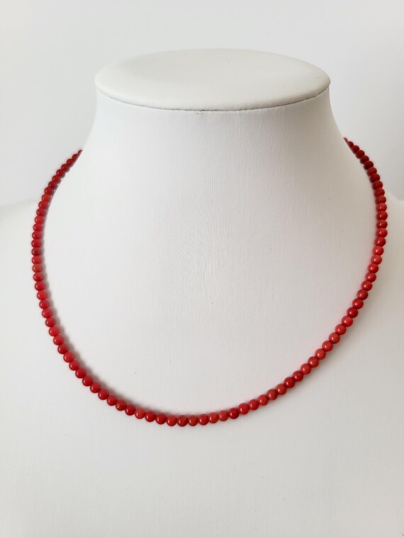 Collier en corail bambou rouge 4MM. Collier pour femme. Collier perles naturelles. Cadeau pour femme