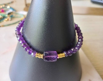 Bracelet made of natural purple amethyst stones. Bracelet for women.