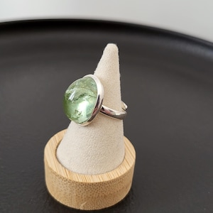 925 silver ring with green tourmaline stone 15X11MM, tourmaline cabochon. Adjustable ring size 54 engagement ring.