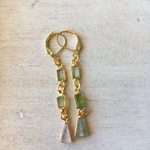 Earrings made of natural green tourmaline stones. Earrings for women. image 5